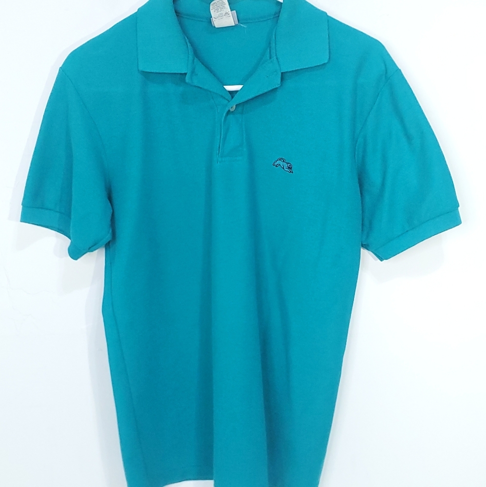 Vintage The Garan Man Mens Shirt Size M Teal Short Sleeve Polo Cotton Blend